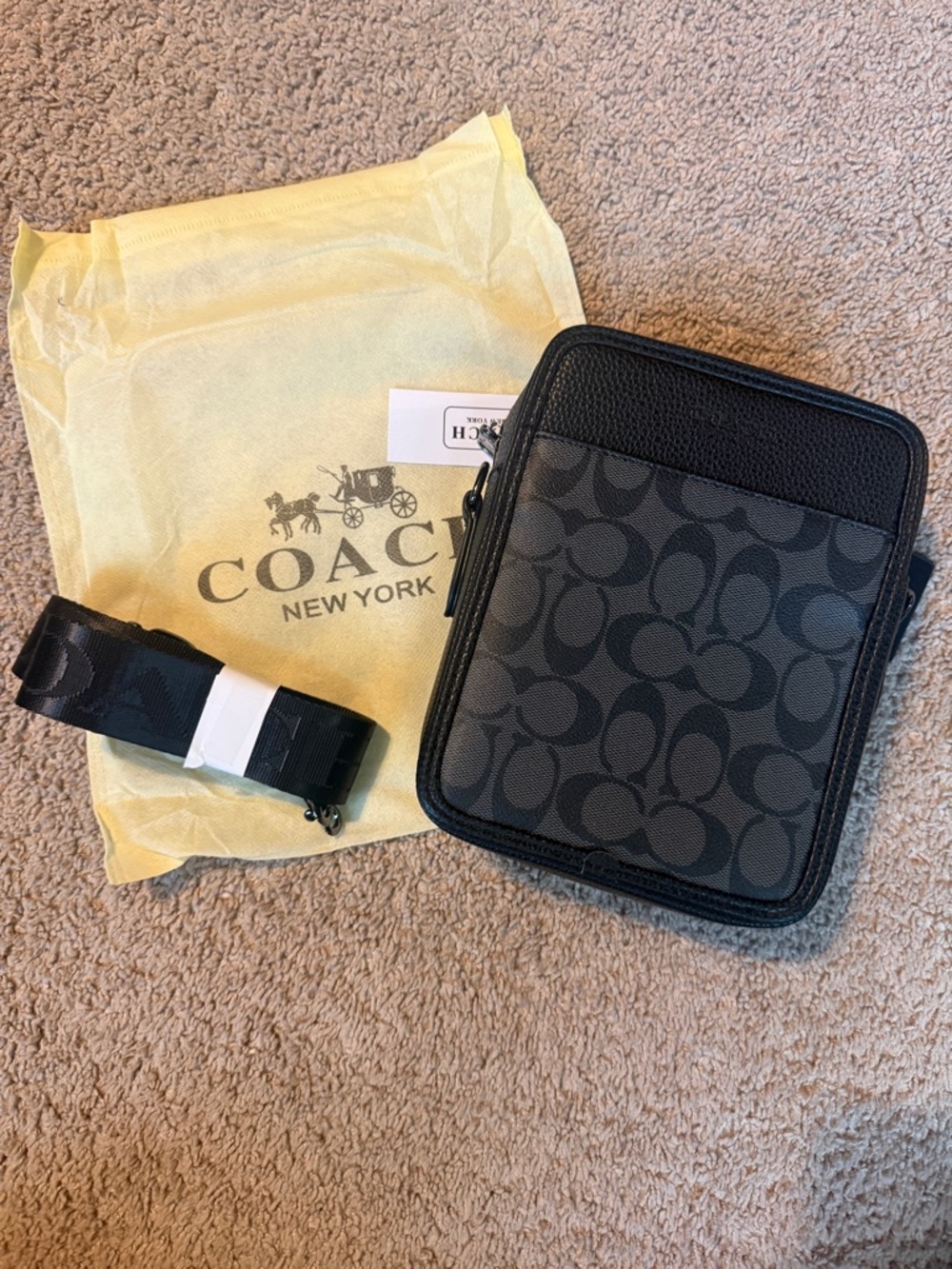 Coach Small Crossbody Organizer in Black and Gray Signature
